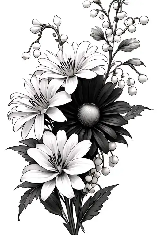 Chrysanthemums And Lily Of The Valley Flowers