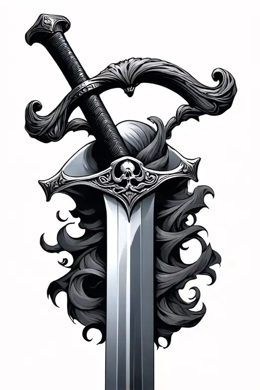 Rapier Sword Black And Grey Big Handle Pirate Style