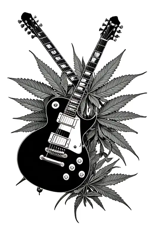 Ganja Weed Skull Guitar Les Paul