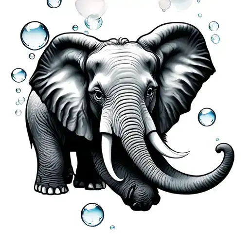Elephant And Bubbles Rising