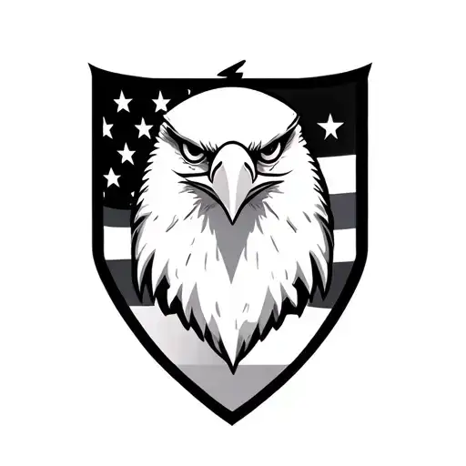 Eagle Face And Flag Inside