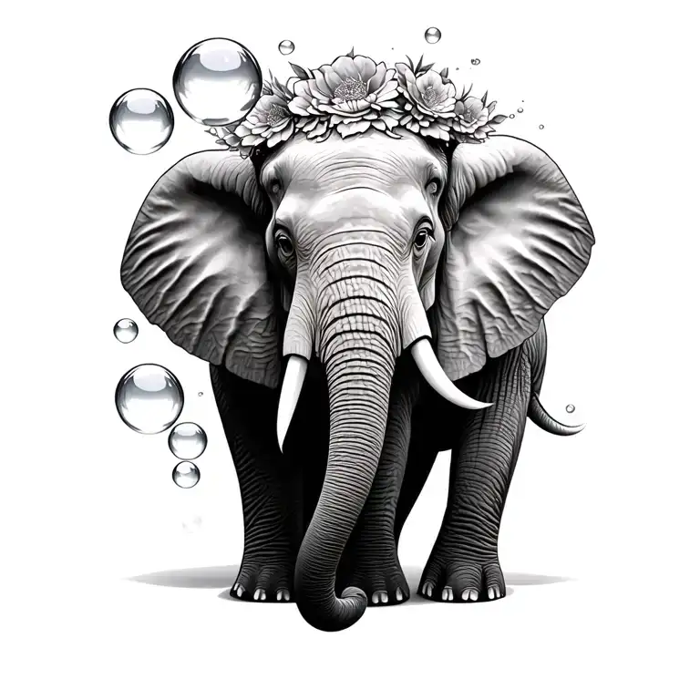 Elephant And Bubbles Containing Family