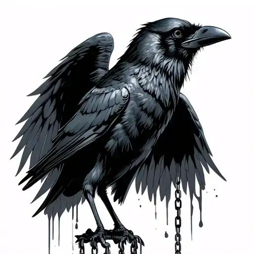 A Crow Who Has The Wings Deploy For My Back That Cries Black Tears And A Chain Break