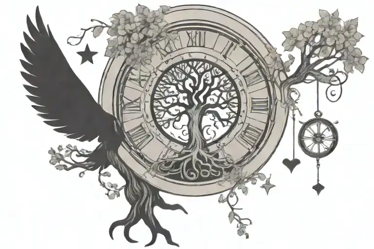 Tree Of Life With Wheel Of Fortune Tarot Card