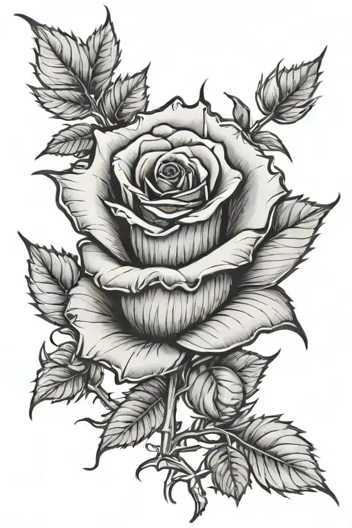 Rose With Thorns On Stem