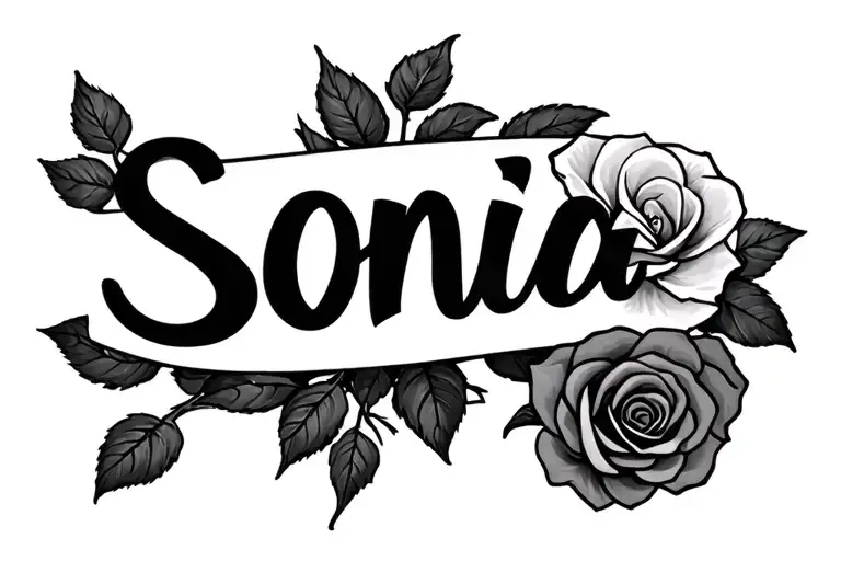 Sonia's Name With A Rose On One Side