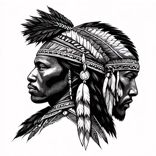 African Warrior With Native American Headress