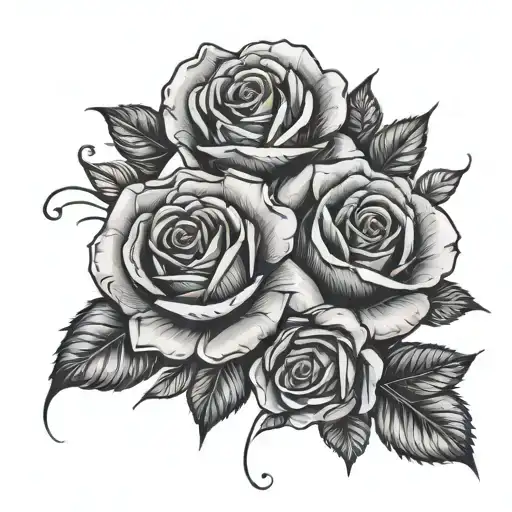 Gemini Sign Roman Numeral 2 Roses