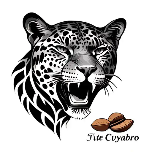 Writing Cuyabro In Chicano With Coffee Seed And Jaguar Head