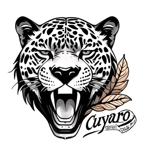 Writing Cuyabro In Chicano With Coffee Seed And Jaguar Head