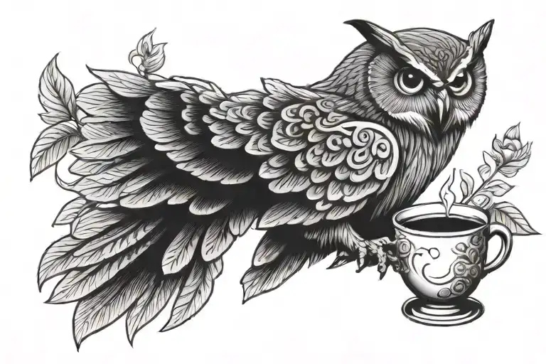 Owl Holding A Cup Of Coffee