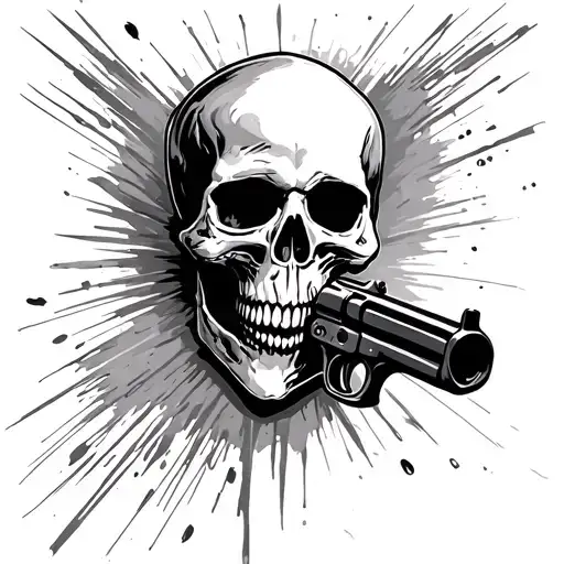 Skull With Gun Shooting