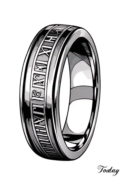 Wedding Ring Made Up Of Today's Date In Roman Numerals