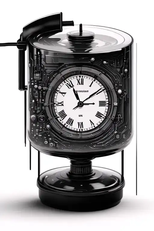 Highly Detailed Small Digital 3D Time Display Tube Body Around Many Electric Circuits