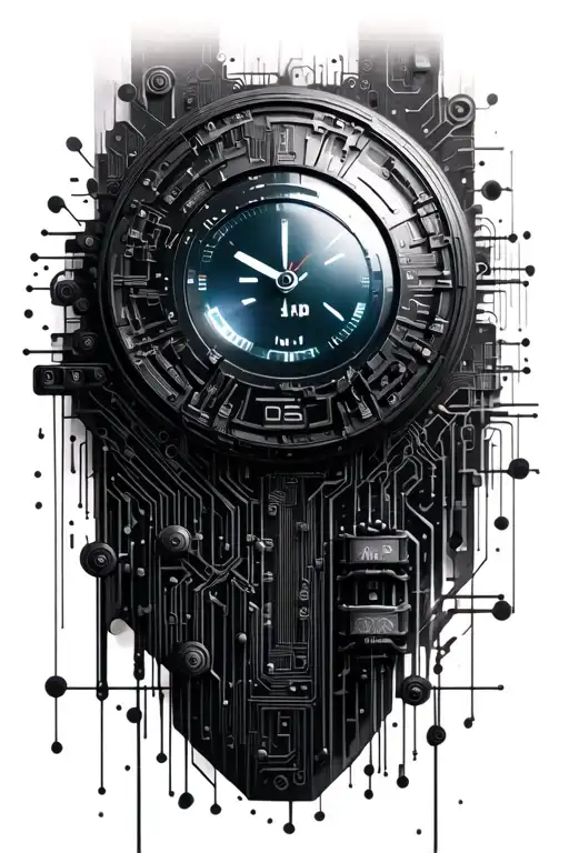 Highly Detailed Small Digital Time Display 3D Rounded Body Around Many Electric Circuits