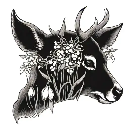 Lilly Of The Valley And Aster And Deer Head