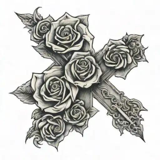 Cross With Rose Around It