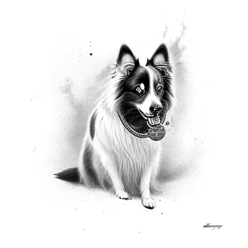 Border Collie With A Black Hart On A Side