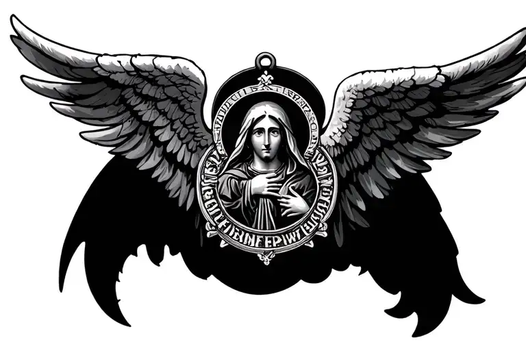 Angel Wings And Saint Benedict Medal