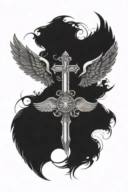 Wings Cross And Halo With Date