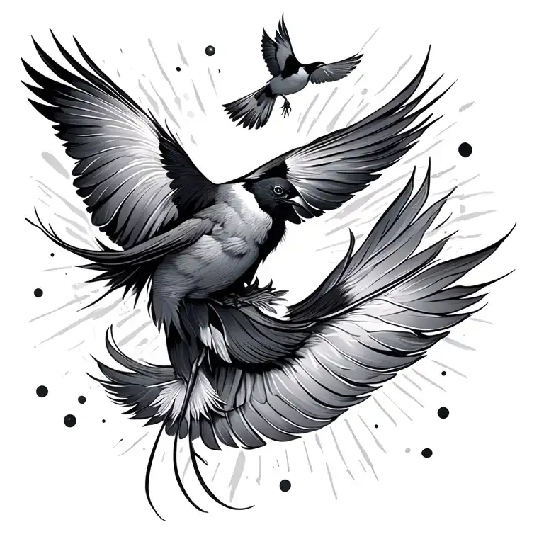 Feathers And Birds Flying Away