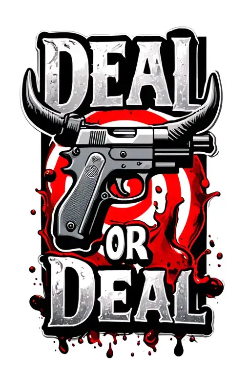 Deal Or No Deal Game Show Logo With Pistol Bullseye And Blood