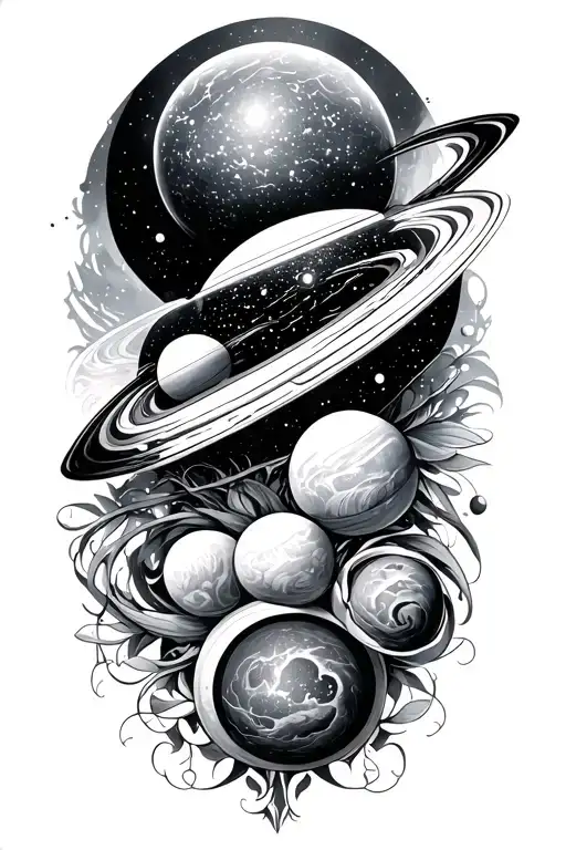 Space Tattoo For Gemini And Cancer Zodiac Sign