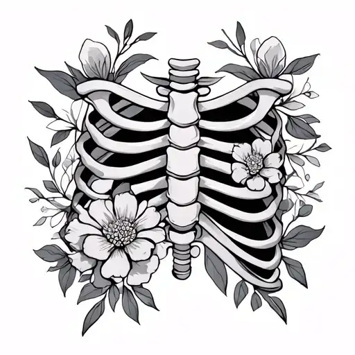 Fine Line Floral Rib Cage