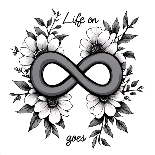 Life Goes On' Infinity Symbol And Flowers Around It Small