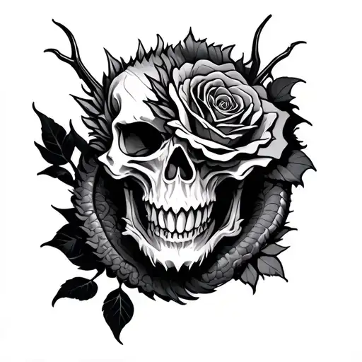 Skull Rose Dragon Wrapping