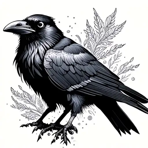 Raven In A Traditional Style With Scandinavian Patterns