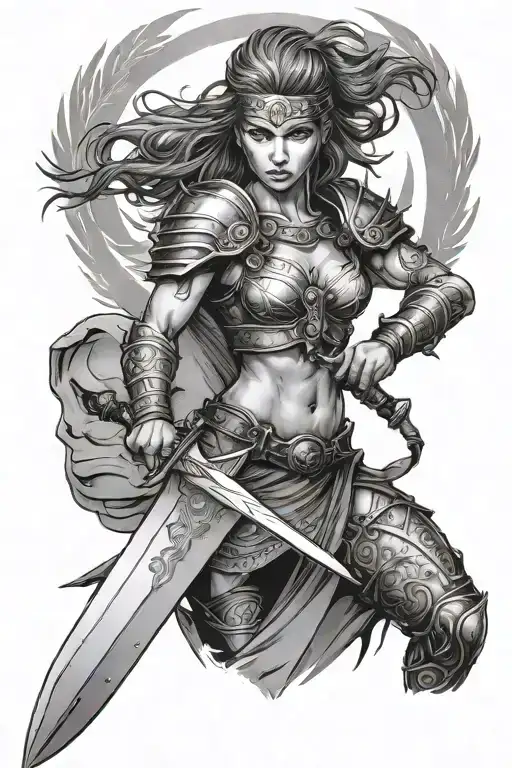 Female Warrior Wielding A Sword