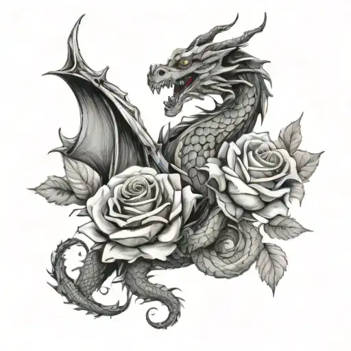 Dragon And Roses