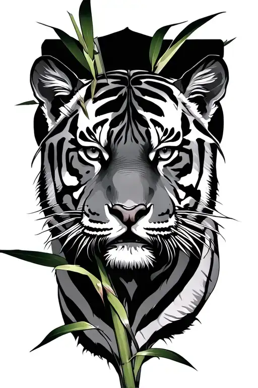 Tiger Looking Through Bamboo With Date
