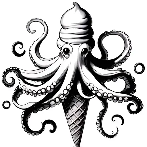 Ice Cream Cone With An Octopus