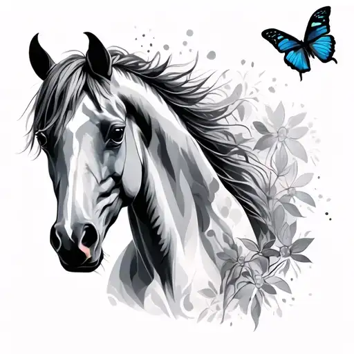 Horse And Butterflies