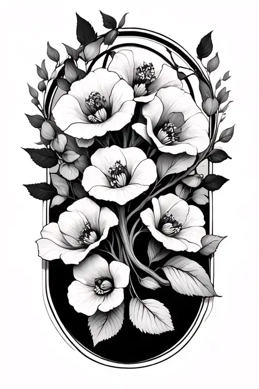 Art Deco Tree Intertwined With Sweet Pea Flower