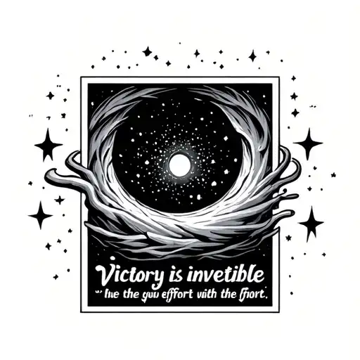 Black Hole With Stars Escaping With The Quote Victory Is Inevitable With Effort