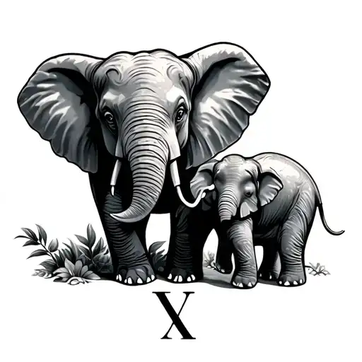 A Initial With Small Elephant Next To It