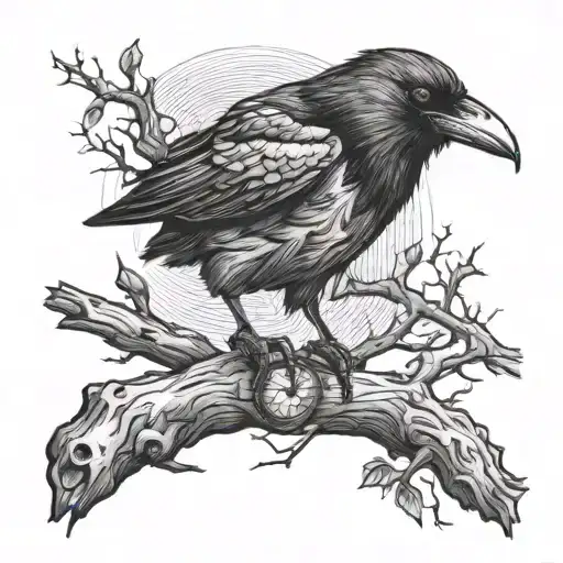 Crow Eating An Eye By A Dead Tree
