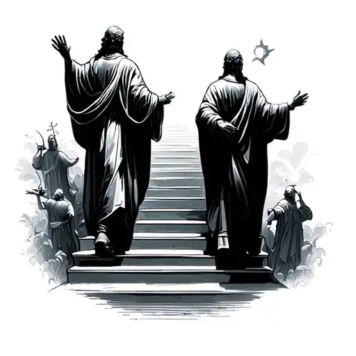 Men On Stairs Going Into Heaven