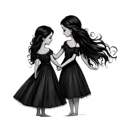 Twin Daughters Holding Hands