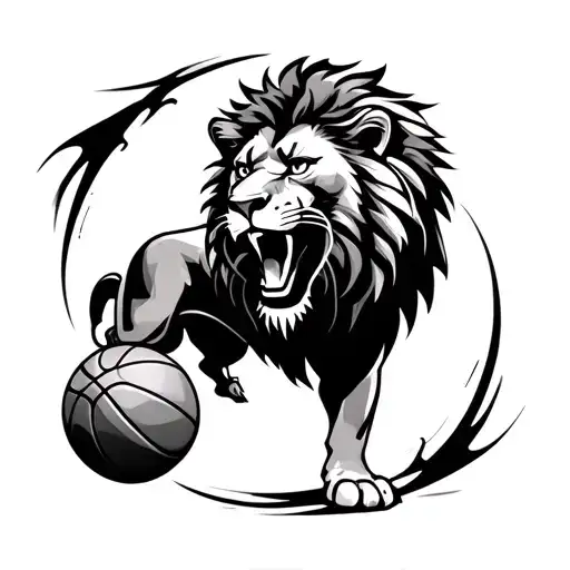 Basketball Lion Space Surrounded