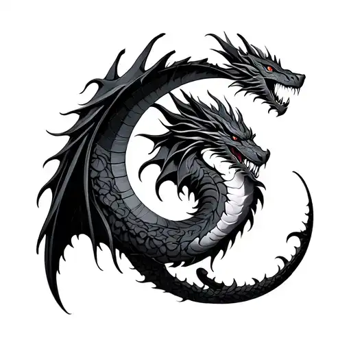 Dragon And Half Moon Surrounded