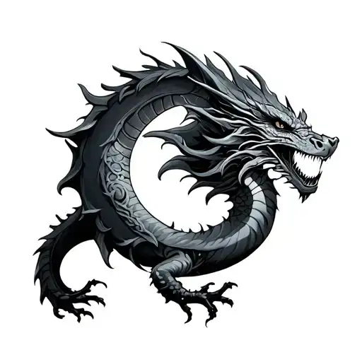 Dragon And Half Moon Surrounded