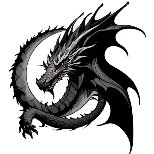 Dragon And Half Moon Surrounded