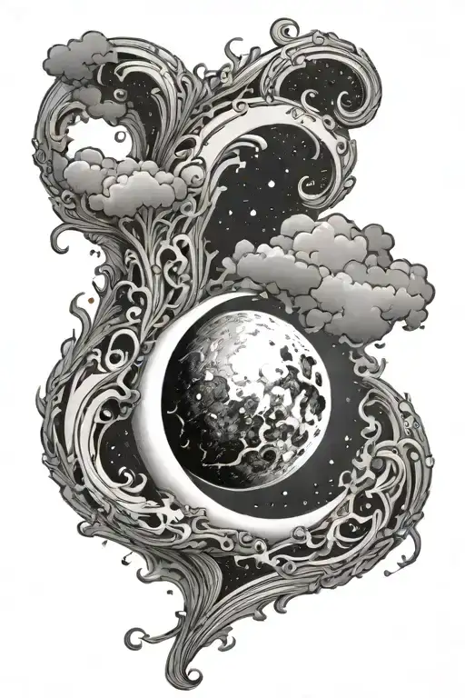 A Crescent Moon That Sits On Top Of A Black Hole Sucking