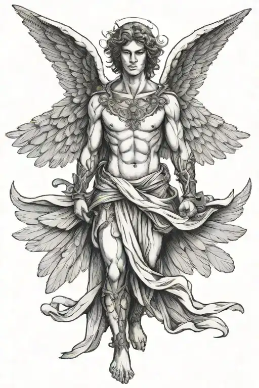 Angel Man With Open Wings Facing Front