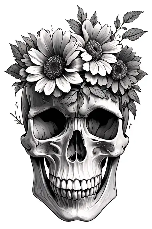 Skull With Flowers Growing Out Of Skull
