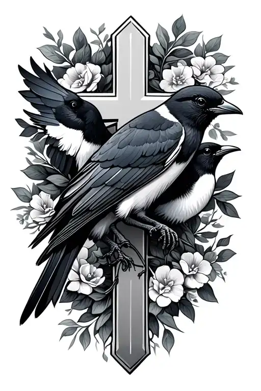 Cross With Magpies